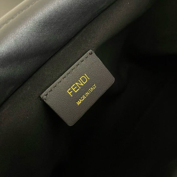 Fendi Mamma Baguette Drawstring Shoulder Bag Black Nappa Leather