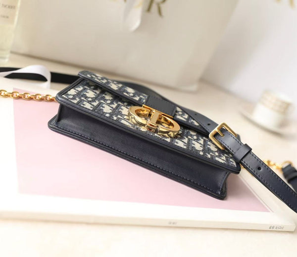 Dior Miss Montaigne Bag 20cm Black Canvas Calfskin