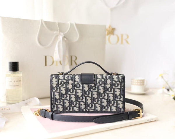 Dior Miss Montaigne Bag 20cm Black Canvas Calfskin
