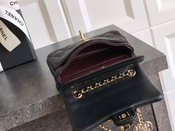Chanel Bag 12.5cm Black Gold Lambskin