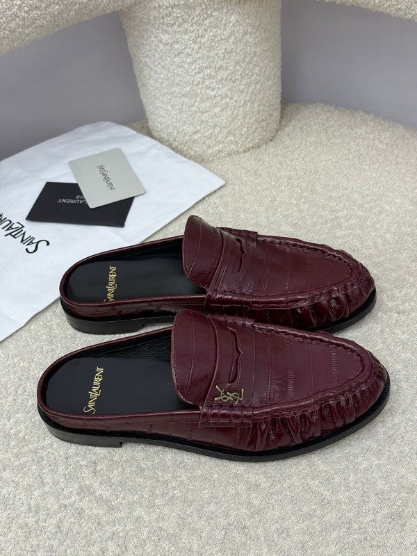 YSL 25 Loafer Burgundy Black Cowhide