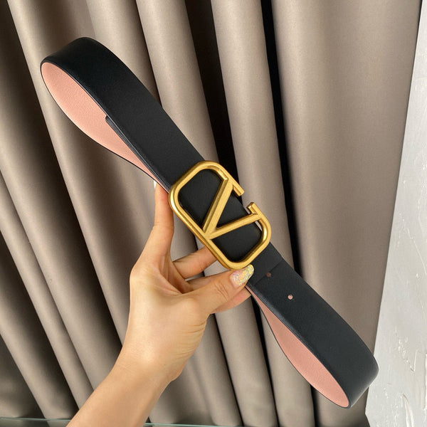 VL BELT 40MM GOLD BUCKLE & REVERSIBLE BLACK PINK LEATHER