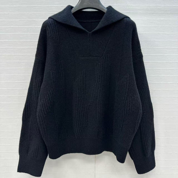 HM 25 Black Cashmere Jacquard Sweater 02657