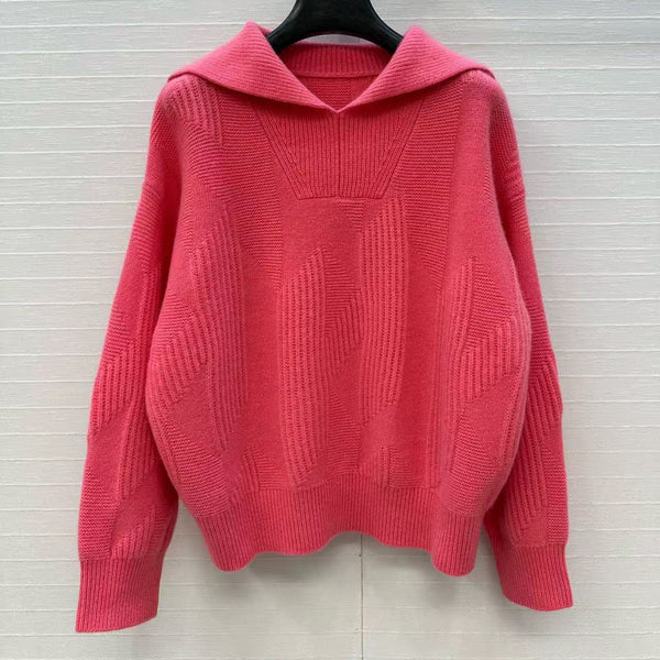 HM 25 Rose Pink Cashmere Jacquard Sweater 02658