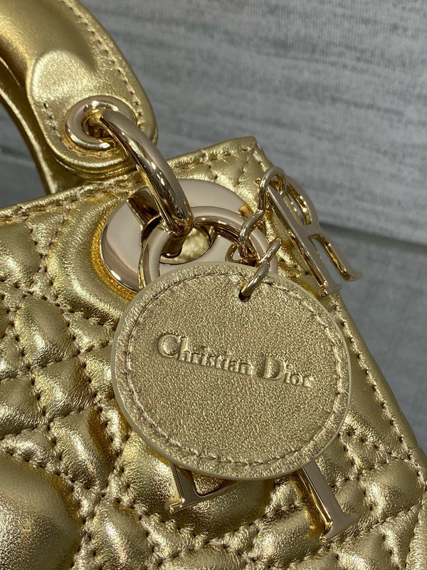 CD Lady Dior 17cm Bag Gold Lambskin