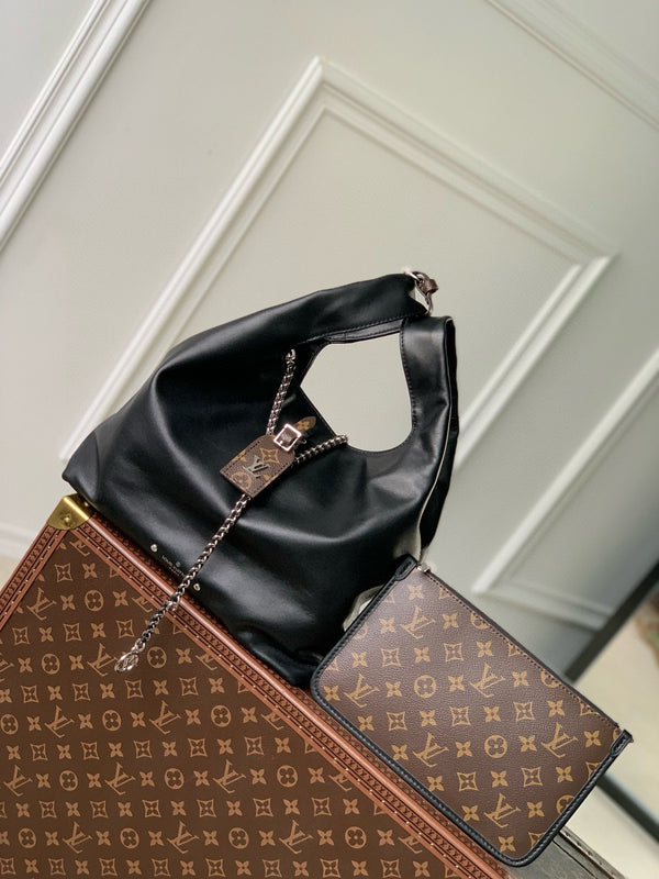 LV Atlantis MM Medium 30cm Bag Noir Monogram Canvas Calfskin