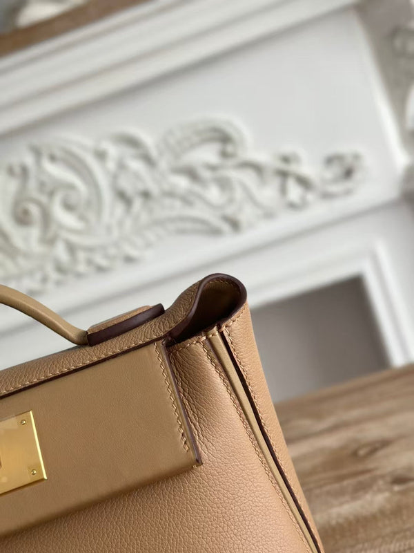 Hermes Mini 24 24 Bag Beige Gold Leather