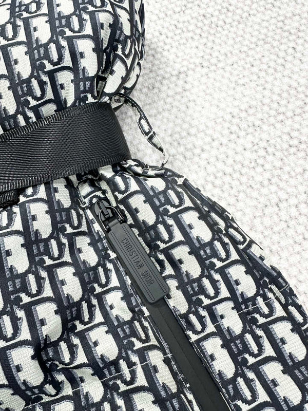 CD Alps Belted Puffer Vest Black White Polyester