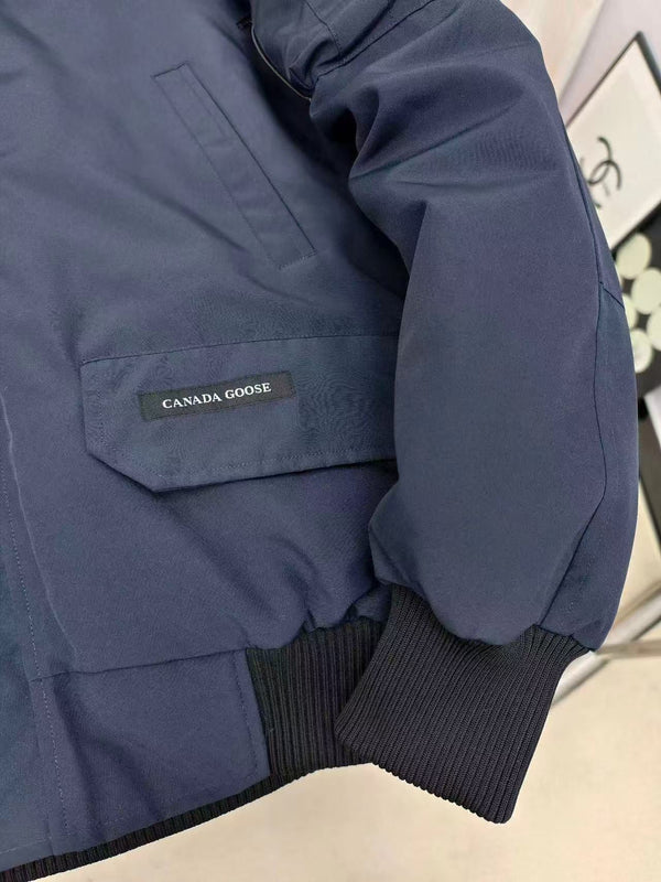 C. Goose Bomber Jacket Navy Blue Polyester 0008