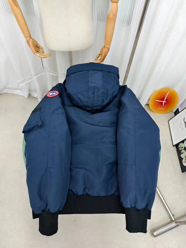 C. Goose Bomber Jacket Navy Blue Polyester 0008