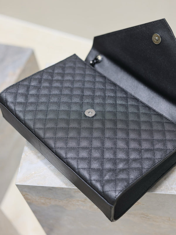 YSL Envelope Chain Large Bag 31cm Black Cowhide