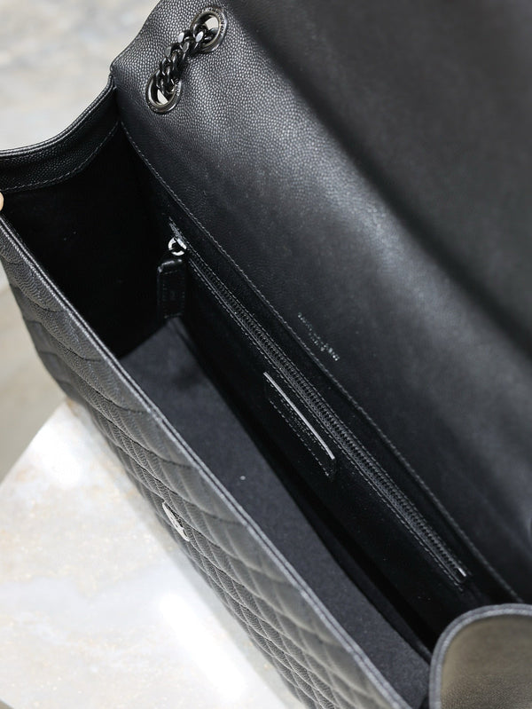 YSL Envelope Chain Large Bag 31cm Black Cowhide