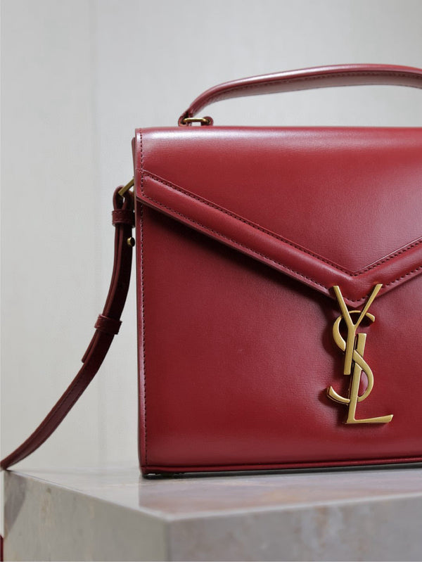 YSLCassandra Top Handle Bag Medium 25cm Red Cowhide GHW