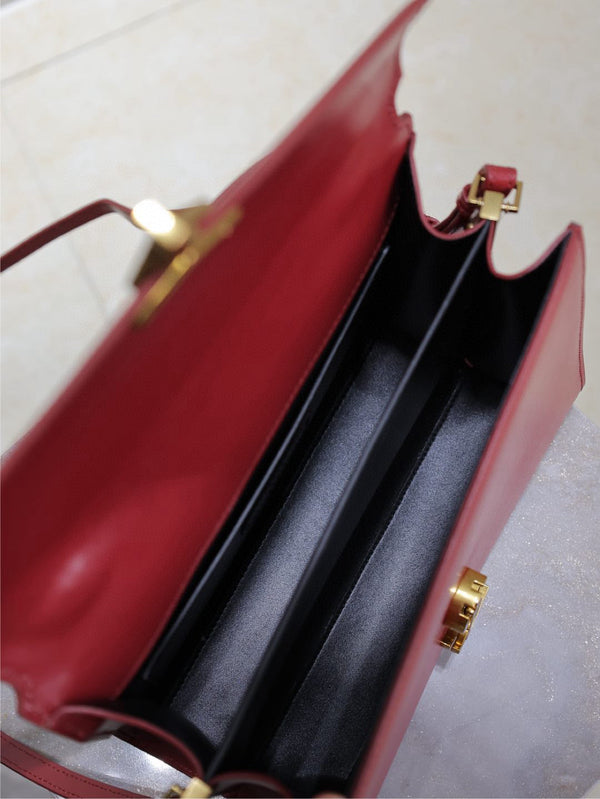 YSLCassandra Top Handle Bag Medium 25cm Red Cowhide GHW
