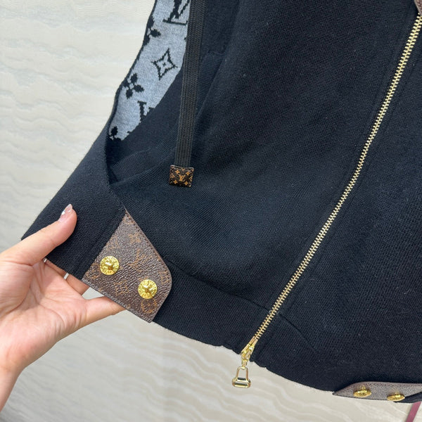 LV 25FW Double Face Open Arm Jacket Black Wool