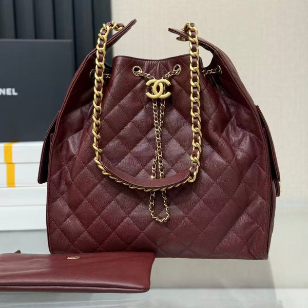 CC 25C Hobo Bags 40 cm Burgundy Calfskin