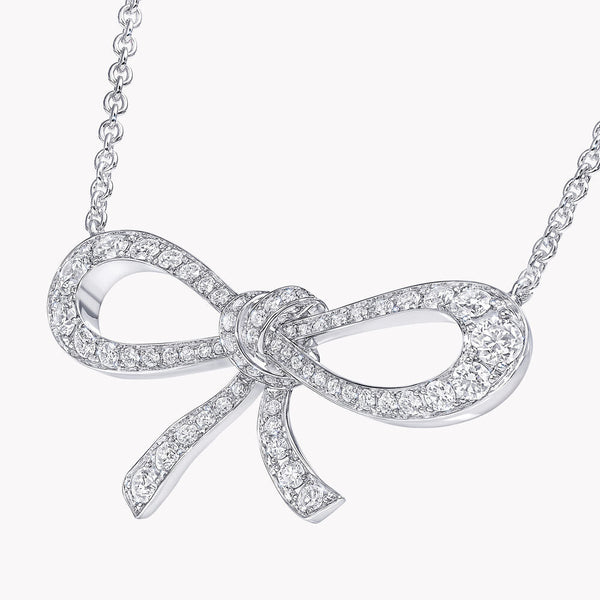 COLLANA TILDA BOW MINI IN ARGENTO E DIAMANTI