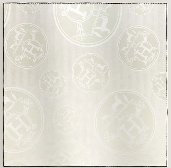 Hermes Libris Scarf 140 Ivory Cashmere Silk