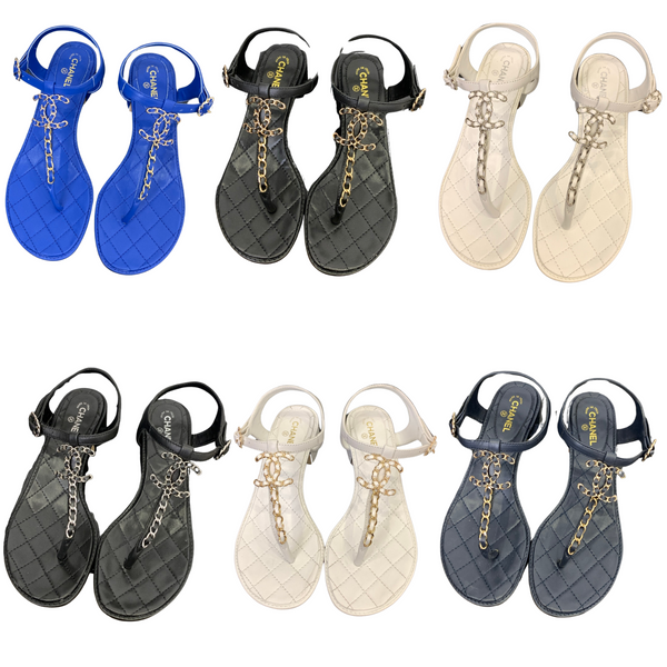 Sandalo infradito CC 25 in pelle doppia C