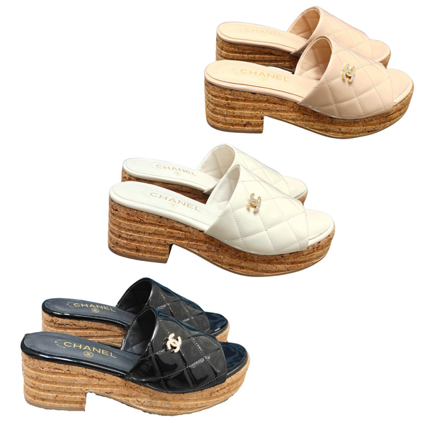 CC 25 Platform Sandal 10cm Patent Calfskin