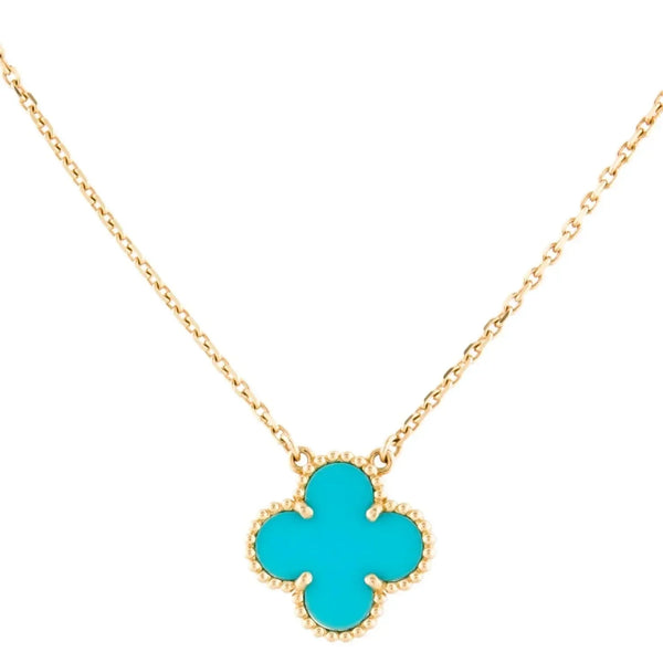 CLOVER MEDIUM TURQUOISE GOLD NECKLACE