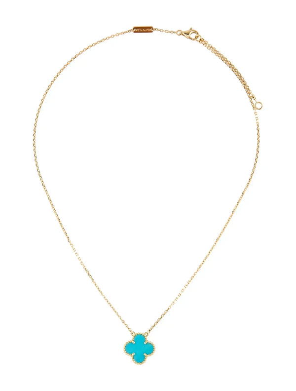 CLOVER MEDIUM TURQUOISE GOLD NECKLACE