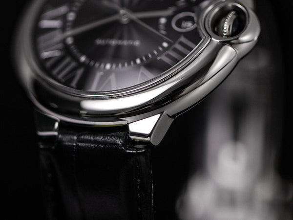 BALLON BLEU 42 BLACK DIAL LEATHER BRACELET