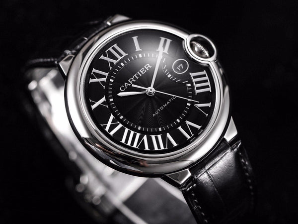 BALLON BLEU 42 BLACK DIAL LEATHER BRACELET