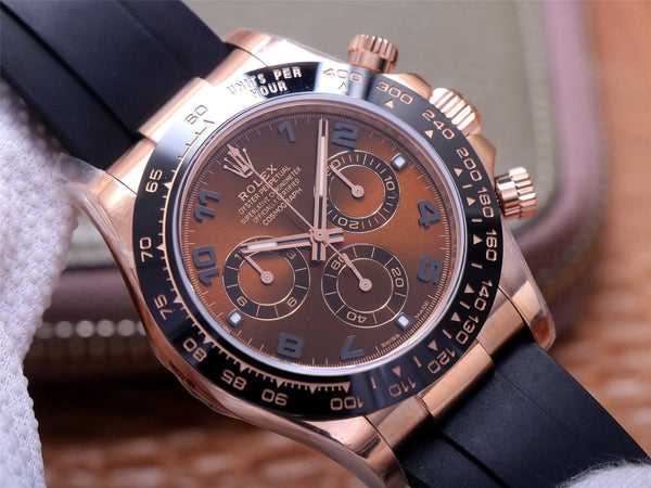 DAYTONA ROSE GOLD CASE 40MM CHOCOLATE DIAL RUBBER STRAP