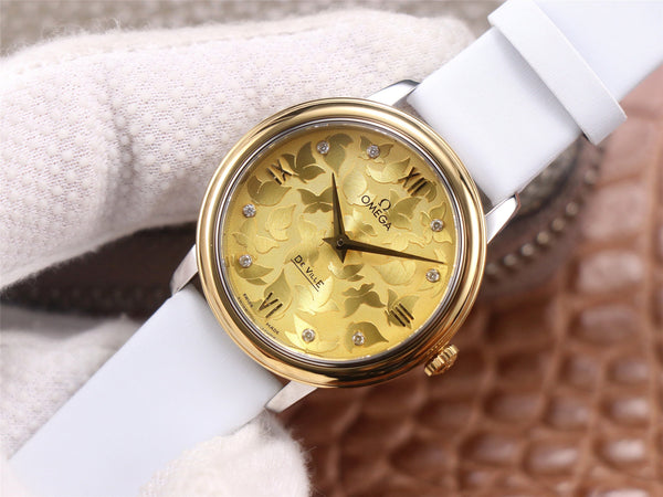 DE VILLE PRESTIGE 32 GOLD CASE YELLOW DIAL