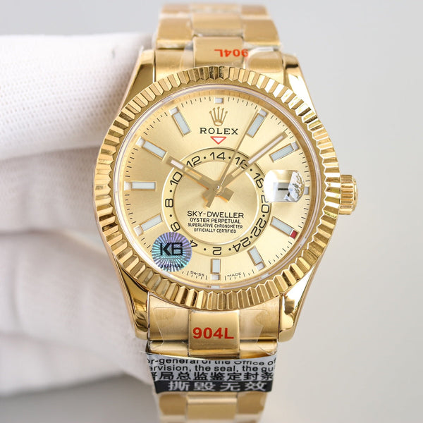 SKY-DWELLER 42MM WHITE DIAL RING COMMAND GOLD OYSTERSTEEL