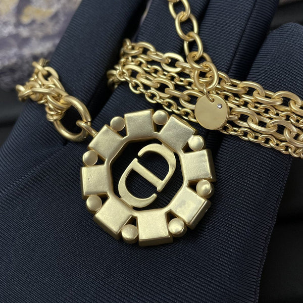 PETIT CD NECKLACE GOLD-FINISH METAL WITH WHITE AND SILVER