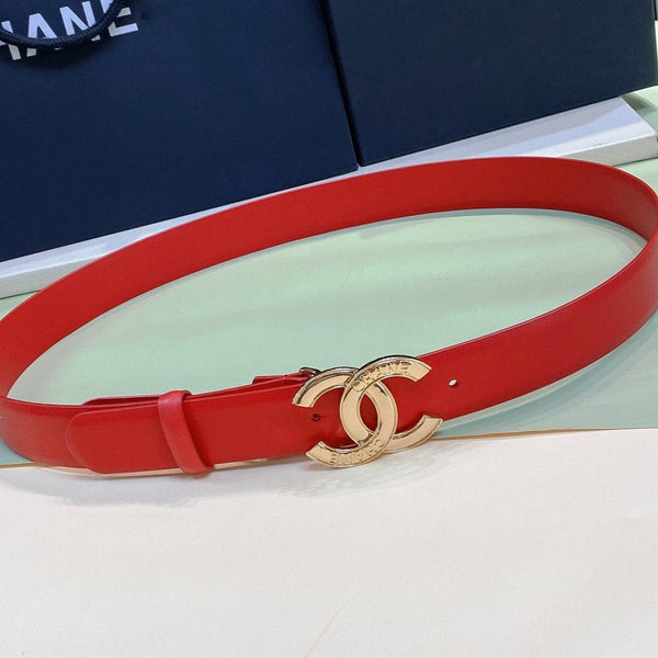 CINTURA DONNA CC FIBBIA 3.0CM PELLE ORO ROSA ROSSA