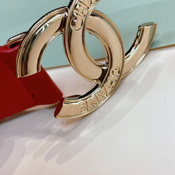 CINTURA DONNA CC FIBBIA 3.0CM PELLE ORO ROSA ROSSA