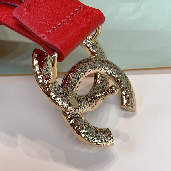 CINTURA DONNA CC FIBBIA 3.0CM PELLE ORO ROSA ROSSA