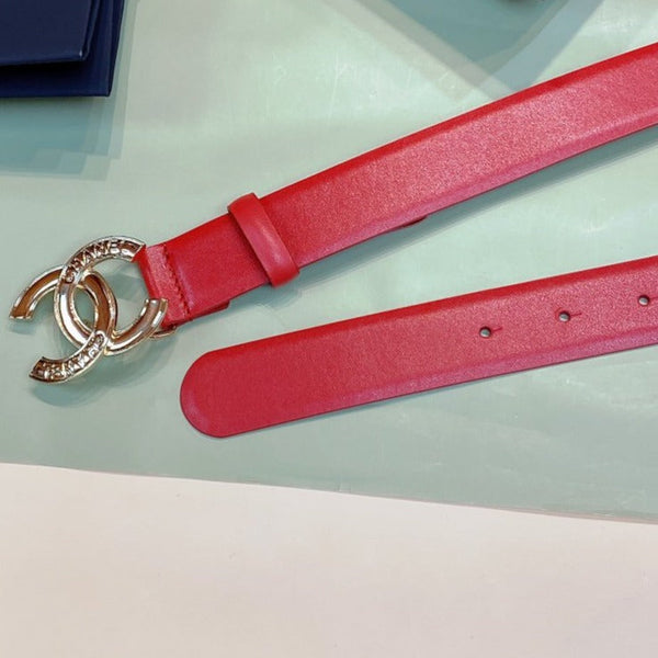 CINTURA DONNA CC FIBBIA 3.0CM PELLE ORO ROSA ROSSA