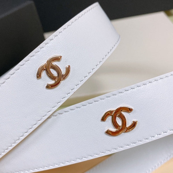 CINTURA DONNA CC FIBBIA 30MM ORO ROSA PELLE BIANCA