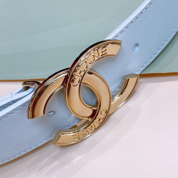 CINTURA DONNA CC FIBBIA 30MM ORO ROSA PELLE BIANCA