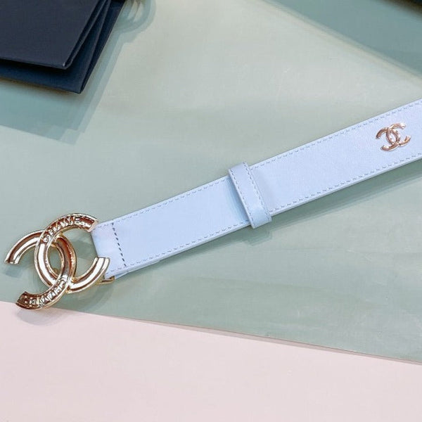 CINTURA DONNA CC FIBBIA 30MM ORO ROSA PELLE BIANCA