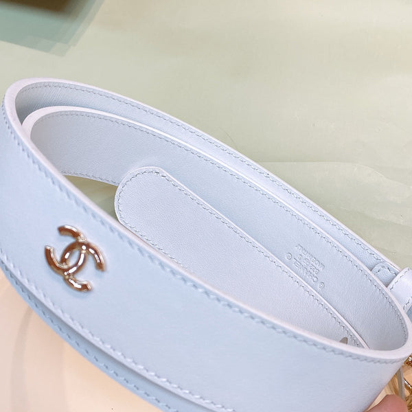 CINTURA DONNA CC FIBBIA 30MM ORO ROSA PELLE BIANCA