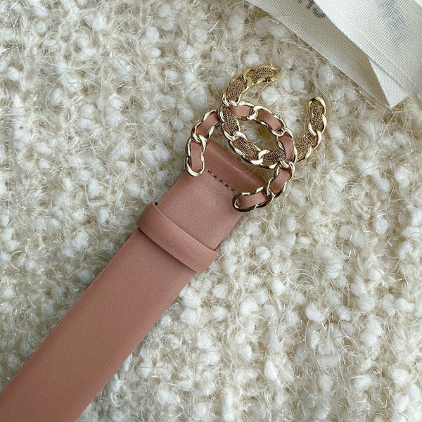 CC WOMEN'S BELT 3.0CM BUCKLE MULTICOLOR LEATHER PINK