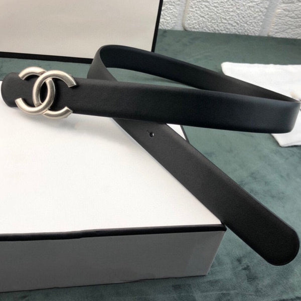 CINTURA DONNA CC 3,0 CM PELLE NERA FIBBIA ARGENTO CONVESSA