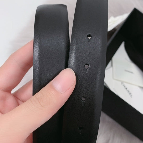 CC WOMEN'S BELT 3.0CM LEATHER BLACK BUCKLE GOLD RED DIAMOND