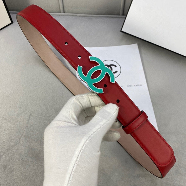 CINTURA CC 3.0CM FIBBIA PELLE BLU ROSSA