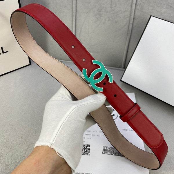 CINTURA CC 3.0CM FIBBIA PELLE BLU ROSSA