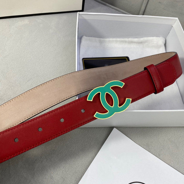 CINTURA CC 3.0CM FIBBIA PELLE BLU ROSSA