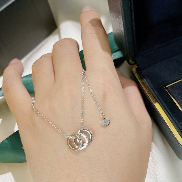 LAURENCE SIGNATURE TRIPLE PAVED SILVER DIAMOND NECKLACE