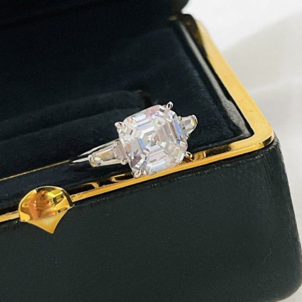 ANELLO IN ARGENTO CON DIAMANTI TAGLIO SMERALDO QUADRATO PROMISE