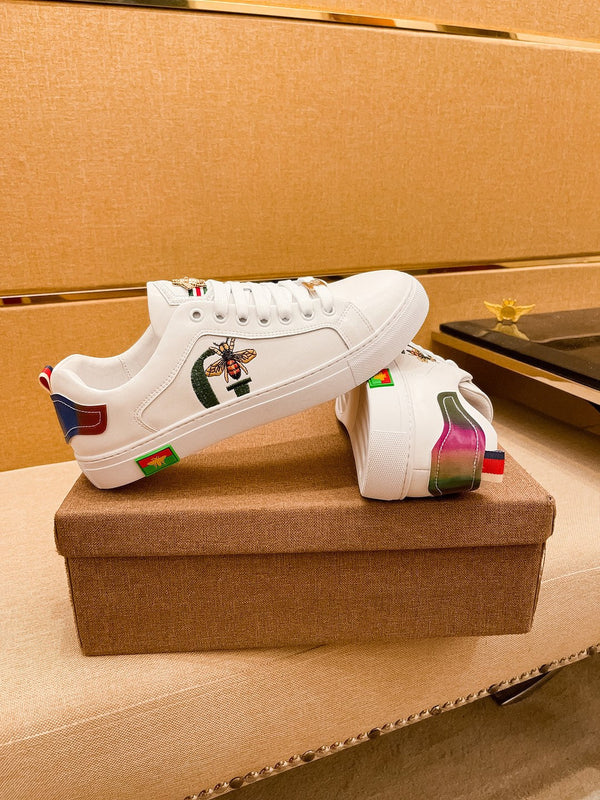 GG ACE EMBROIDERED WHITE BEE