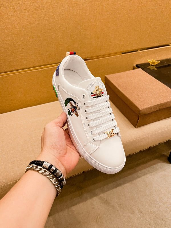 GG ACE EMBROIDERED WHITE BEE